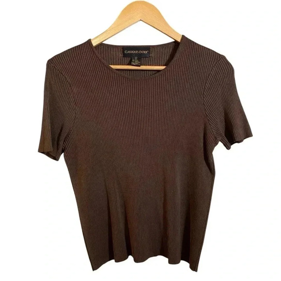 Classiques Entier Women Top Sweatshirt Scoop Neck Chocolate Brown L - Picture 8 of 8